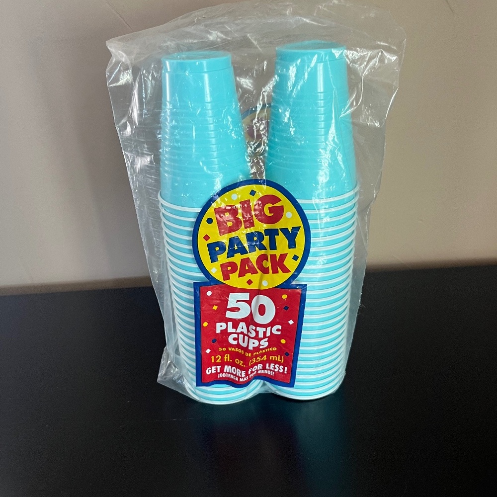 Big Party Pack Tiffany Blue Plastic Cups - 50 Count